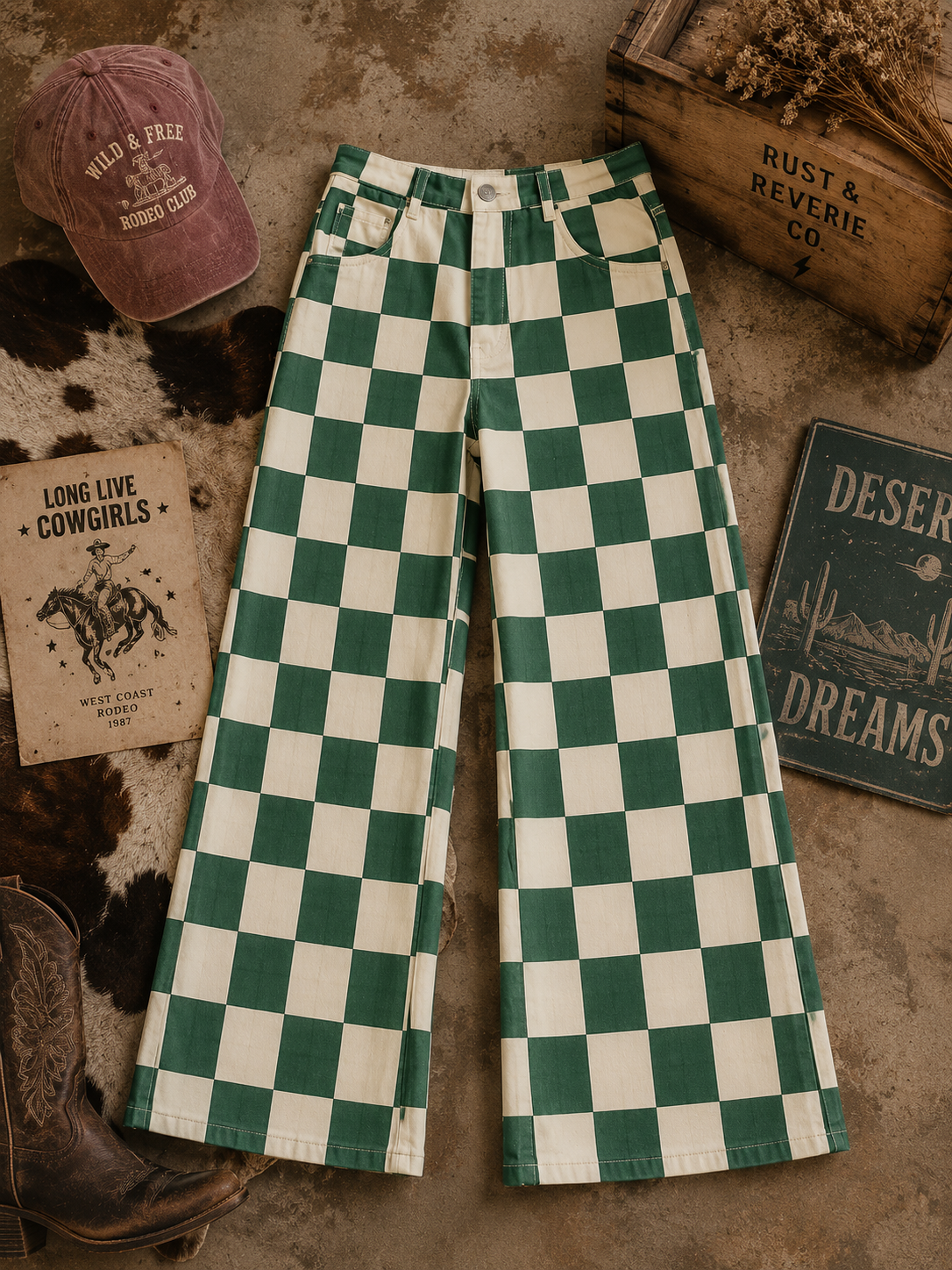 Checkered Barrel Denims
