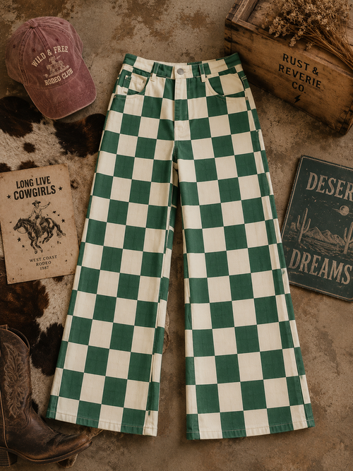 Checkered Barrel Denims
