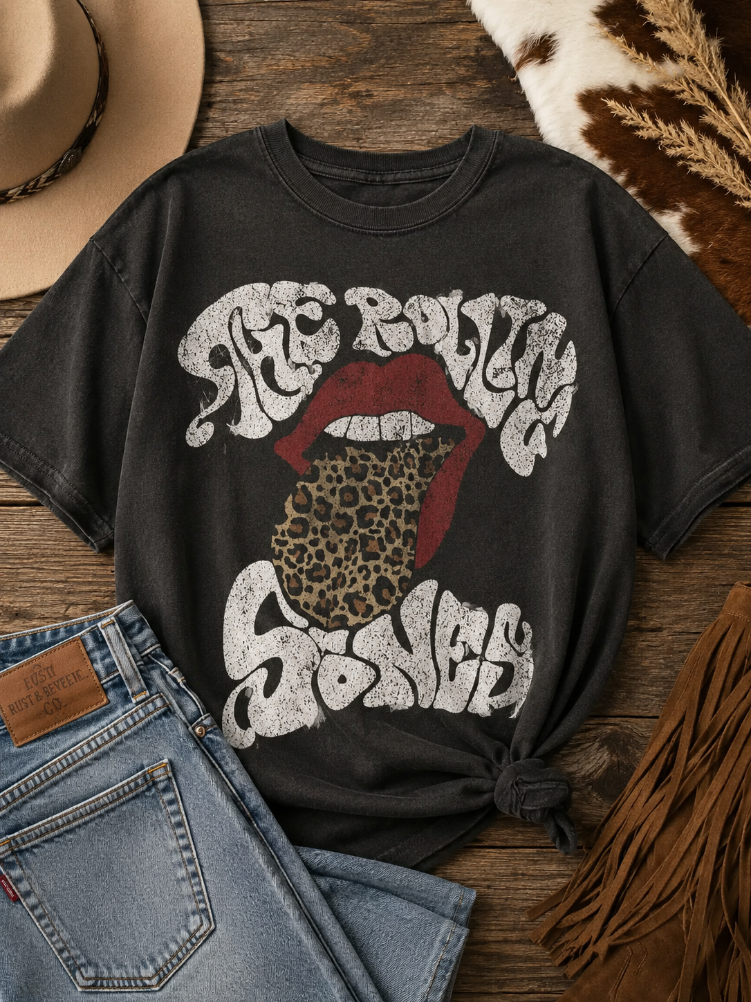 Leopard Rolling Stones Tee