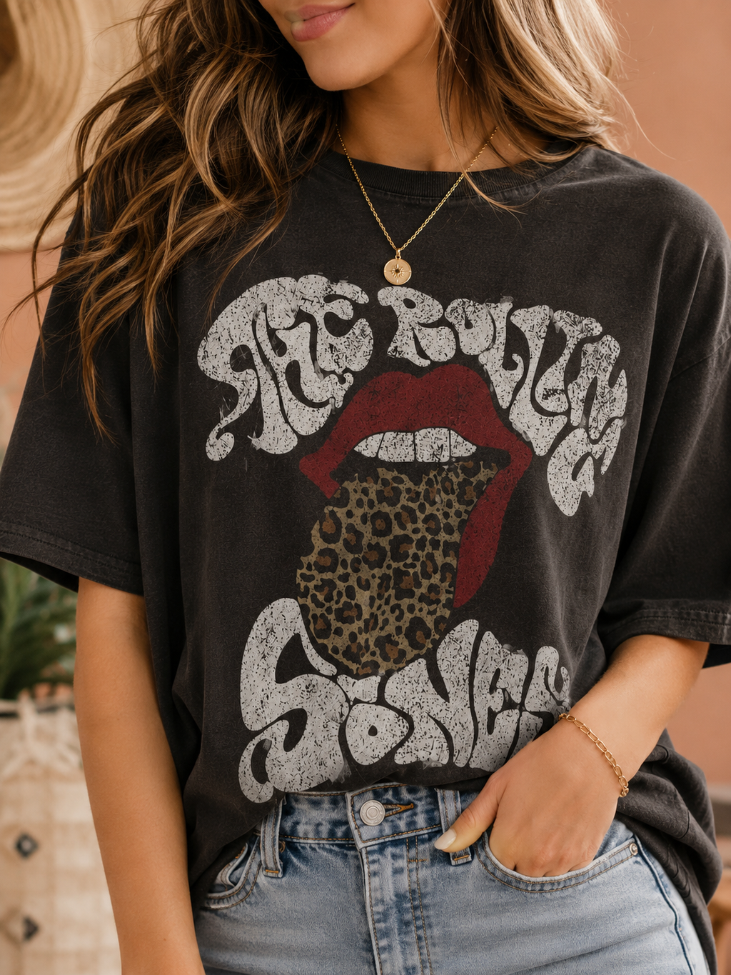 Leopard Rolling Stones Tee